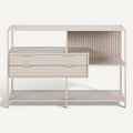 **Nederlandse technische titel:** Minimalistische dressoir met open planken en laden